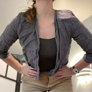 Eileen Fisher Linen Structured Open Cardigan Blazer